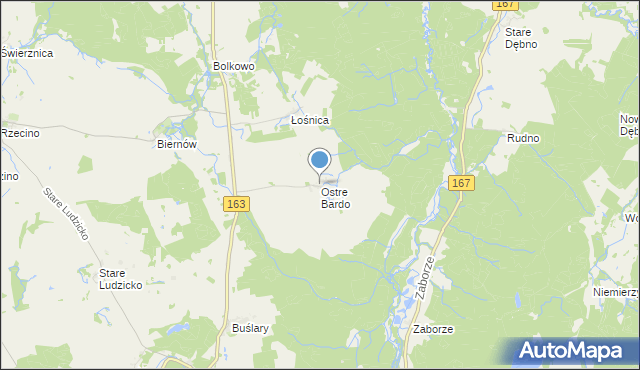 mapa Ostre Bardo, Ostre Bardo gmina Połczyn-Zdrój na mapie Targeo